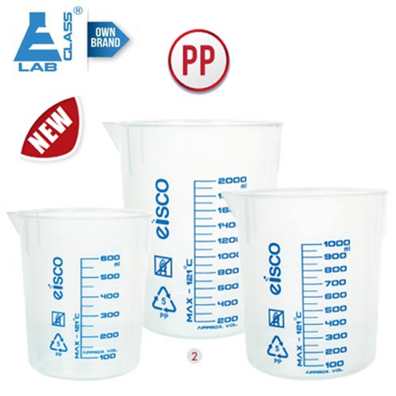 Beaker Plastic 100ml to 5000ml Low from Printed Heavy duty (Polypropylene Plastic)
